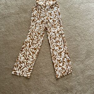 Stylish Brown and White Straight Leg Pants